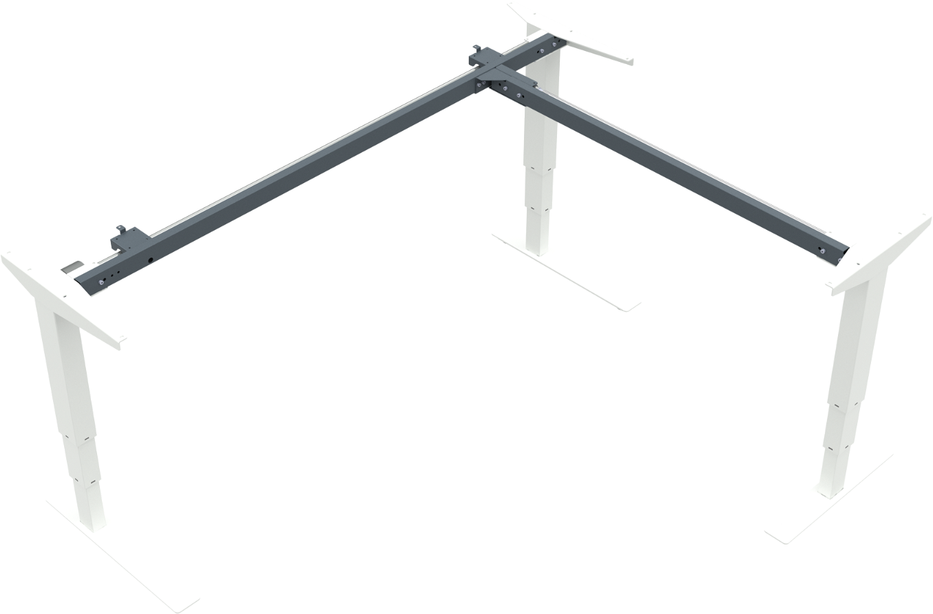 Hæve-/sænkestel ZenNord VersaStand el-bordstel 3-søjlet metalstel hvid justerbar højde 57-122 cm
