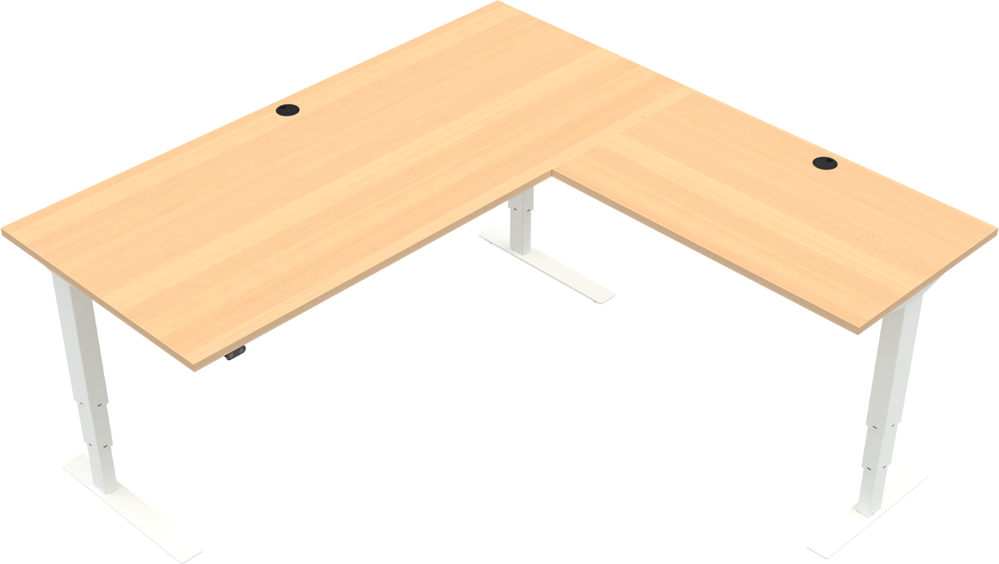 Tre-bens hæve-/sænkebord skrivebord ZenNord VersaStand firkantet 180Ã180 cm natur/hvid
