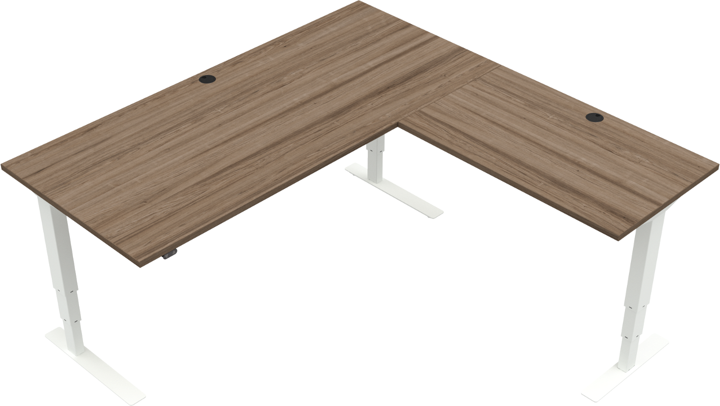 Tre-bens firkantet hæve-/sænkebord ZenNord VersaStand 180x180 cm valnød/hvid