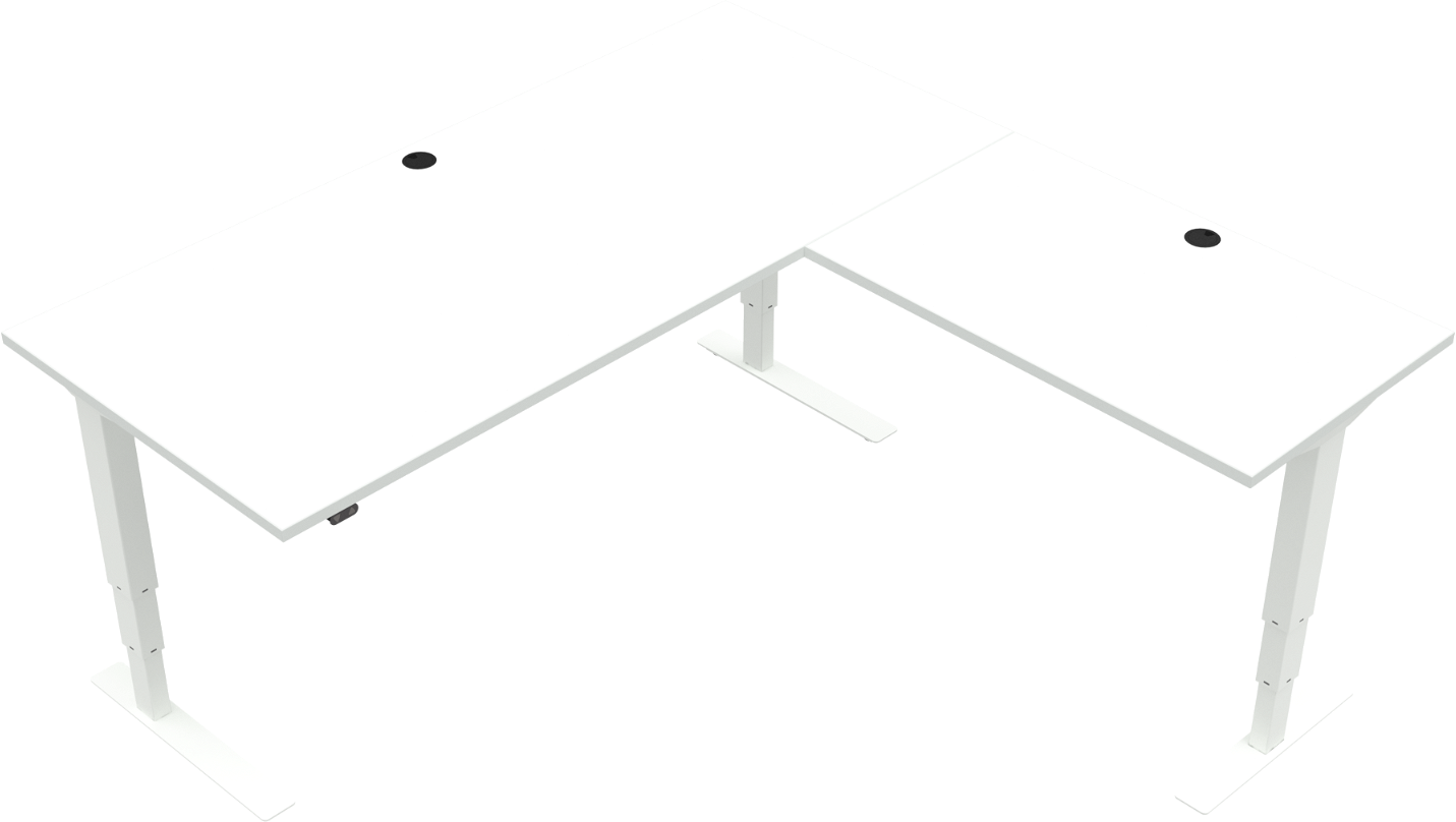 Tre-bens hæve-/sænkebord ZenNord VersaStand firkantet hvid MFC E0 H57-122 cm 180x180 cm