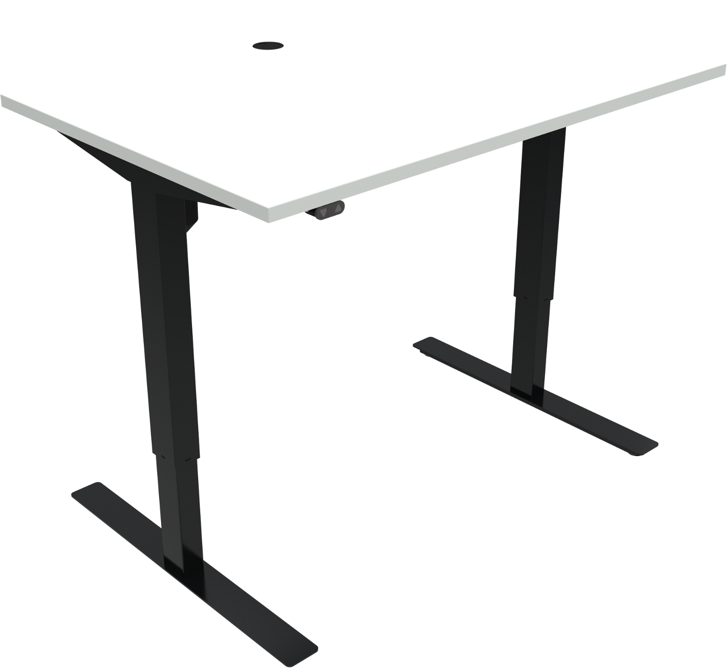 Hæve-sænkebord ZenNord UpDown to-benet firkantet hvid/sort H68-118 cm 120Ã80 cm