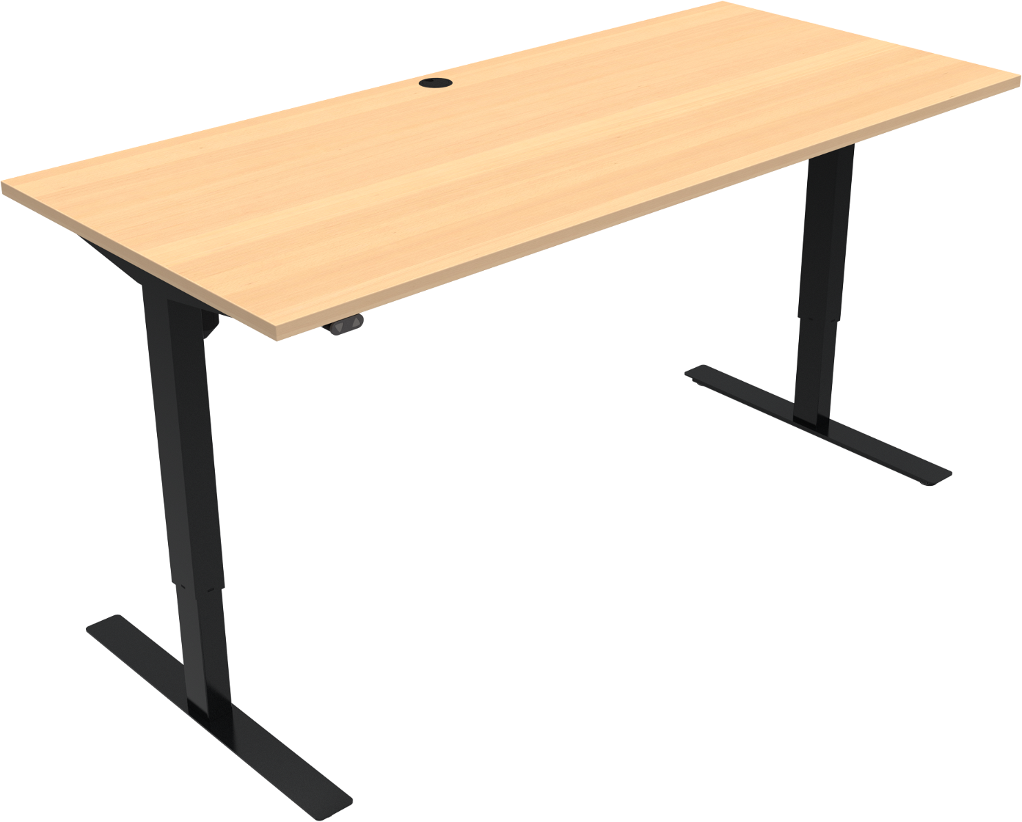 To-bens hæve-/sænkebord ZenNord UpDown 180x80 cm natur/sort  -  justérbar højde 68-118 cm