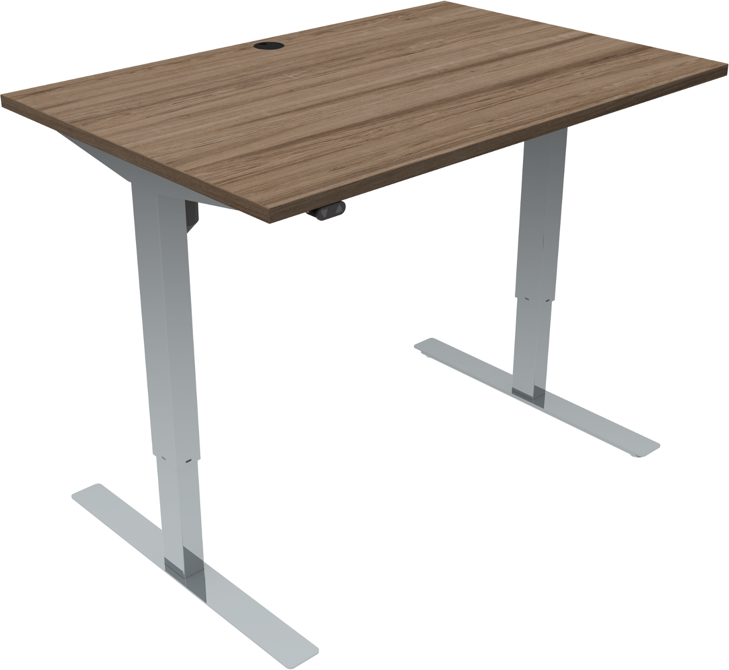 To-bens firkantet hæve-/sænkebord ZenNord UpDown sit-stand bord i valnødsmelamin med kromstel 80x120 cm højde 68-118 cm