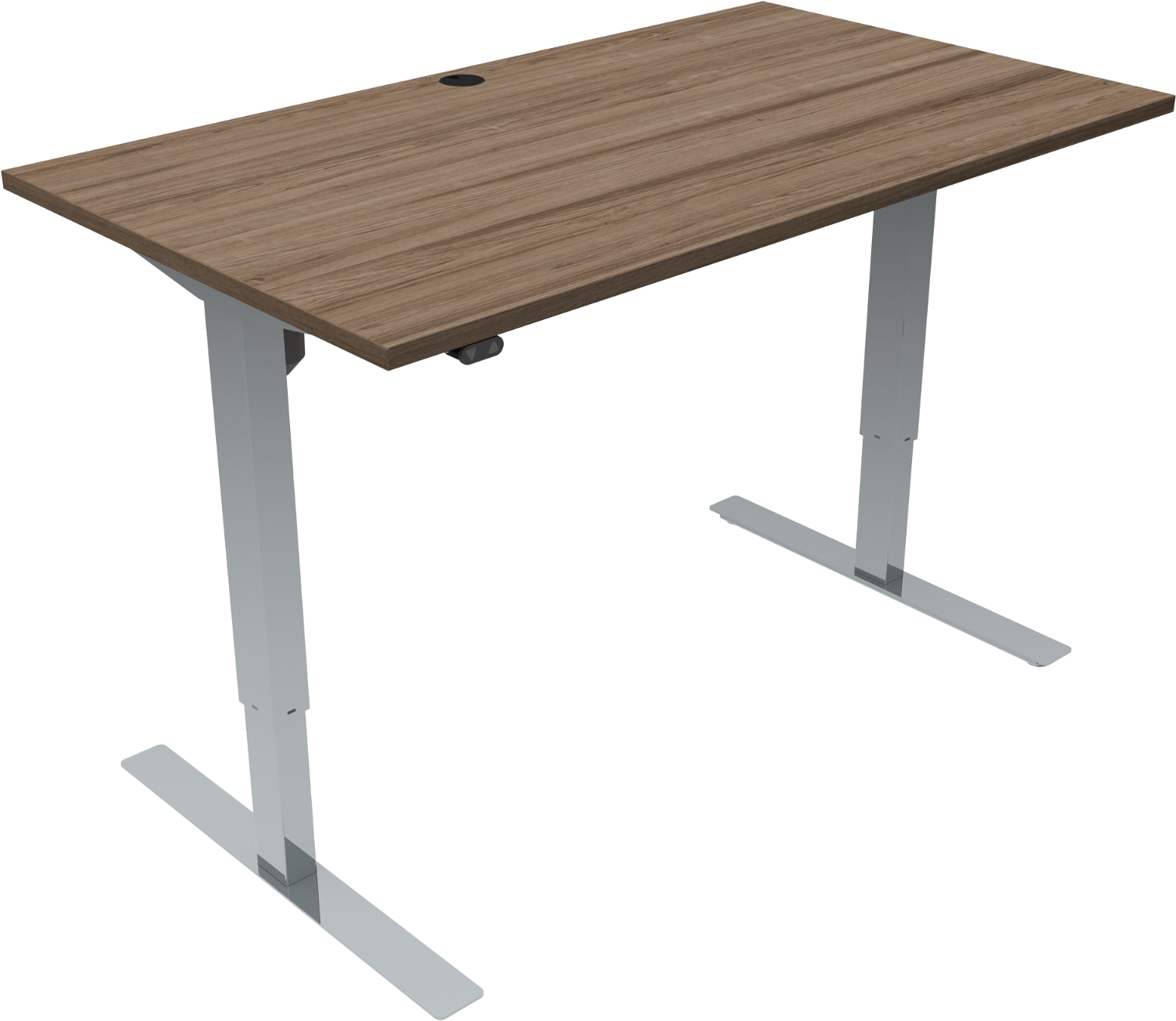 To-bens hæve-/sænkebord ZenNord UpDown kontorbord mødebord 140x80 cm med højde 68-118 cm mørk valnød/krom