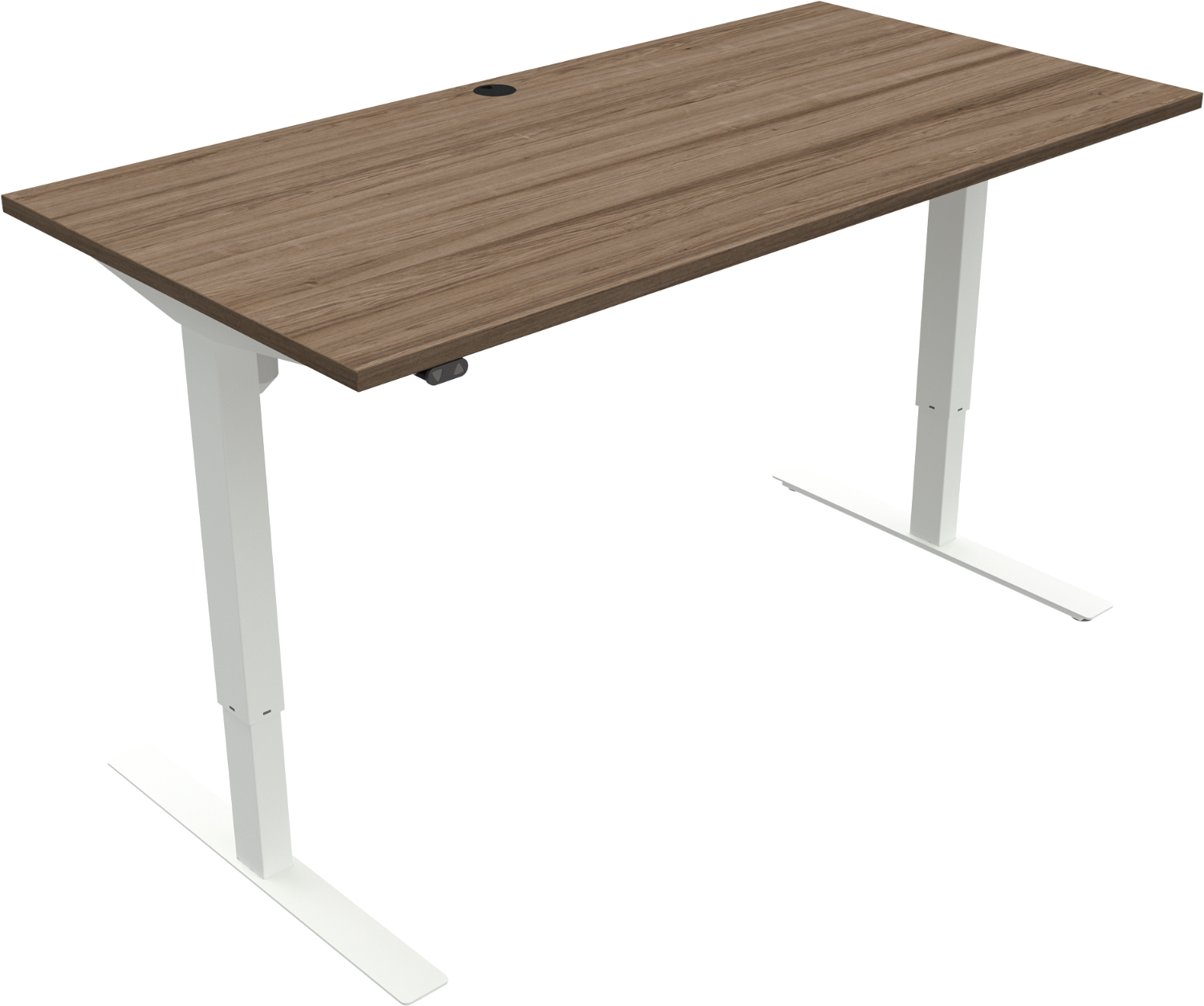 To-bens hæve-/sænkebord ZenNord UpDown højdejusterbart skrivebord valnød melamin 160x80 cm mørk natur/hvid