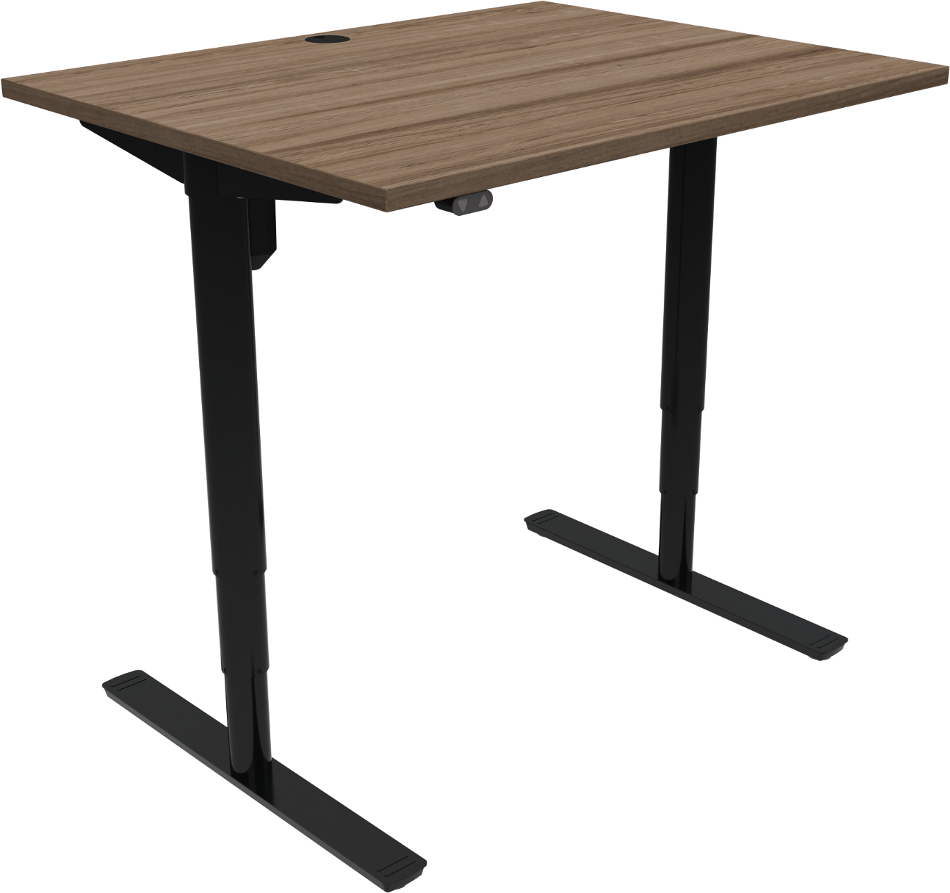 To-bens hæve-/sænkebord ZenNord ComfortZone 501-49 i valnød/sort, 80Ã100 cm, H 65 - 125 cm