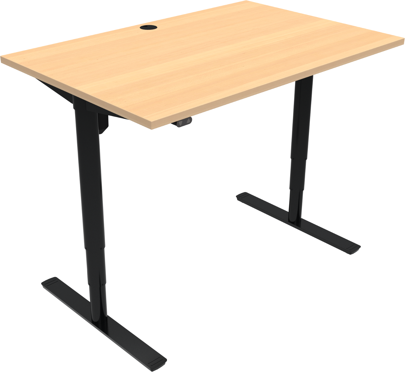 Hæve-sænkebord ZenNord ComfortZone firkantet kontorbord med bøgeplade 120x80 cm højdejusterbar 65-125 cm natur/sort