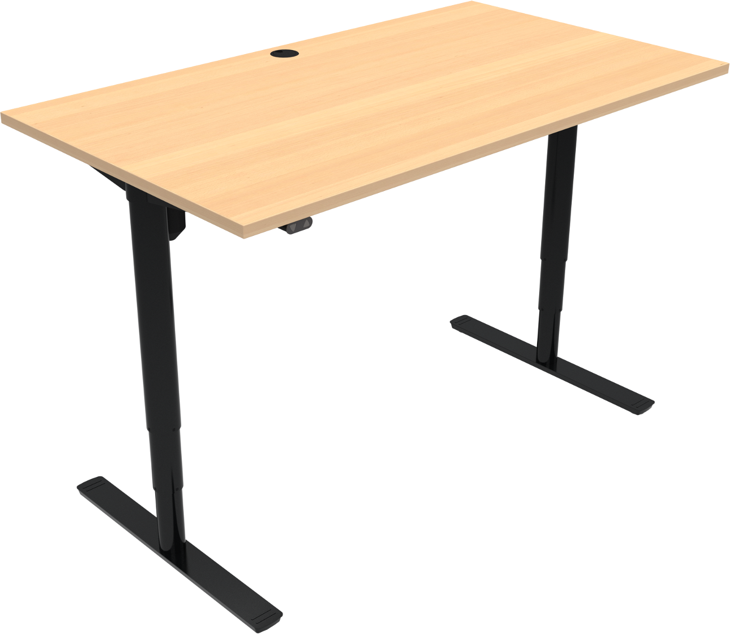 To-bens hæve-/sænkebord ZenNord ComfortZone 65-125 cm 140Ã80 cm højdejusterbart skrivebord natur/sort