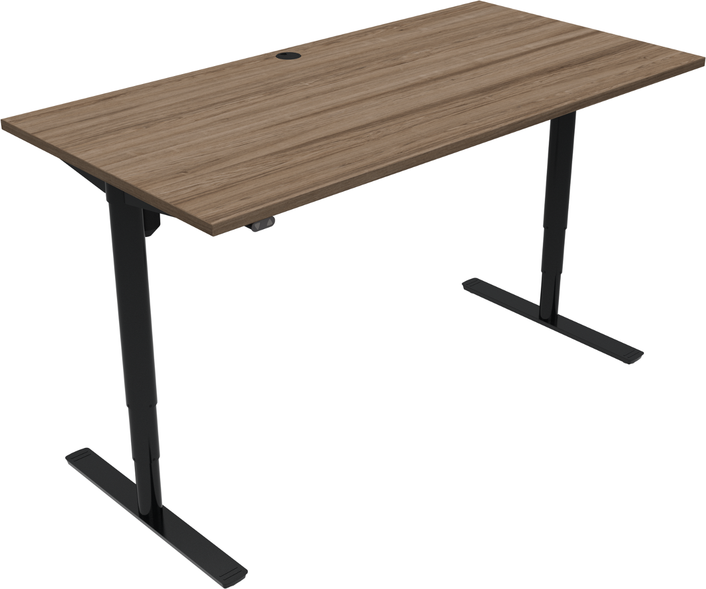 ZenNord ComfortZone firkantet hæve-/sænkebord skrivebord i valnød/sort H65-125 x 80 x 160 cm