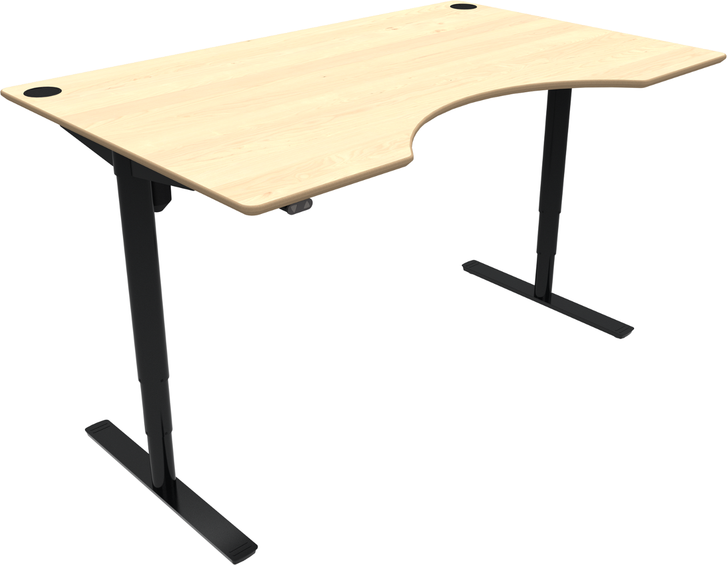 Hæve-/sænkebord ZenNord ComfortZone to-bens med centerudskæring 160Ã100 cm ahorn natur/sort