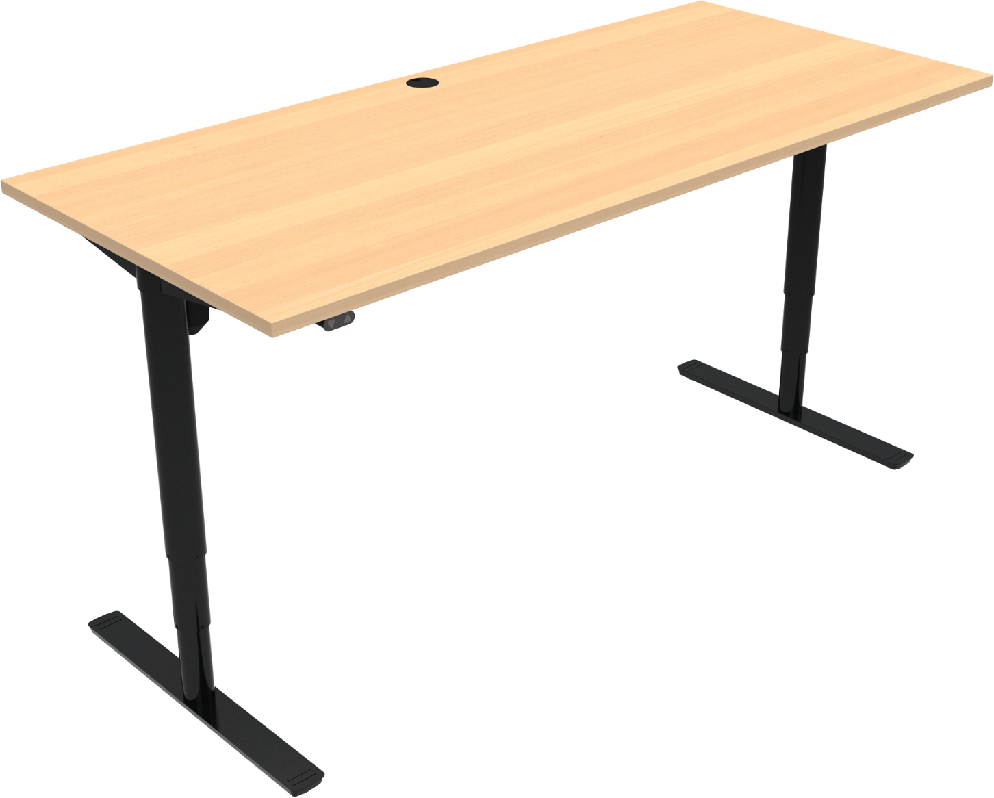 To-bens hæve-/sænkebord ZenNord ComfortZone højdejusterbart skrivebord 65-125 cm højde, 180x80 cm bøgetræ/sort
