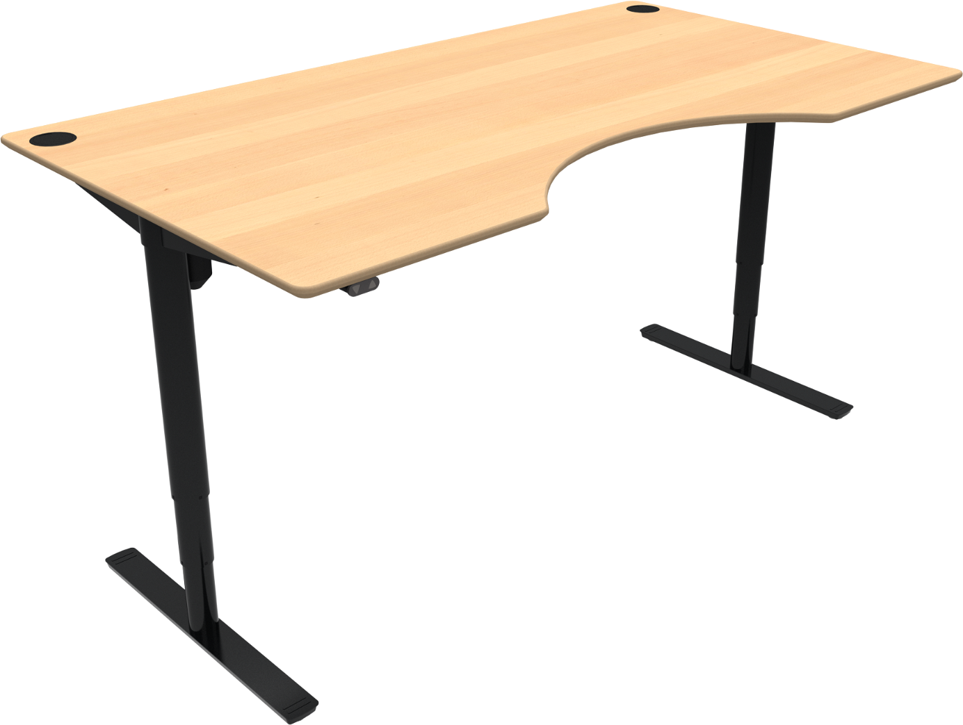To-bens hæve-/sænkebord ZenNord ComfortZone centerudskæring ergonomisk sit-stand bøg natur/sort