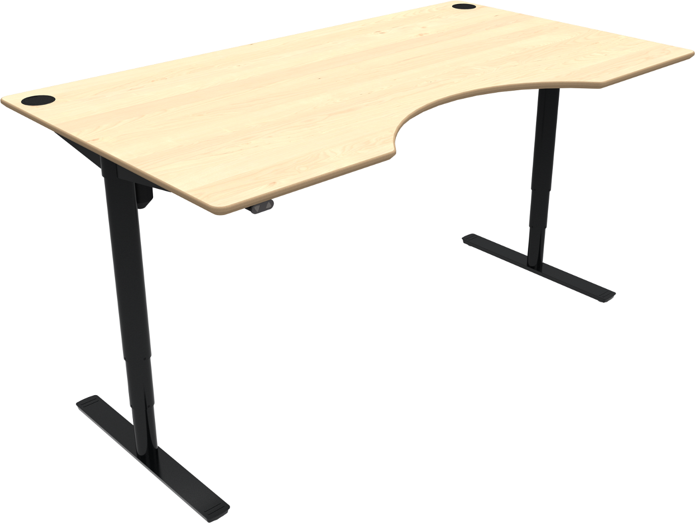 Hæve-/sænkebord ZenNord ComfortZone centerudskæring ahorn/sort justerbart skrivebord H65-125 cm
