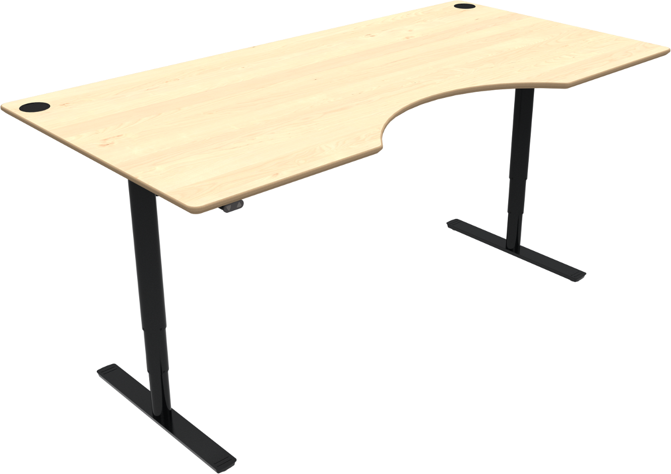 To-bens hæve-/sænkebord ZenNord ComfortZone med centerudskæring 200x100 cm justerbar 65-125 cm ahorn/sort