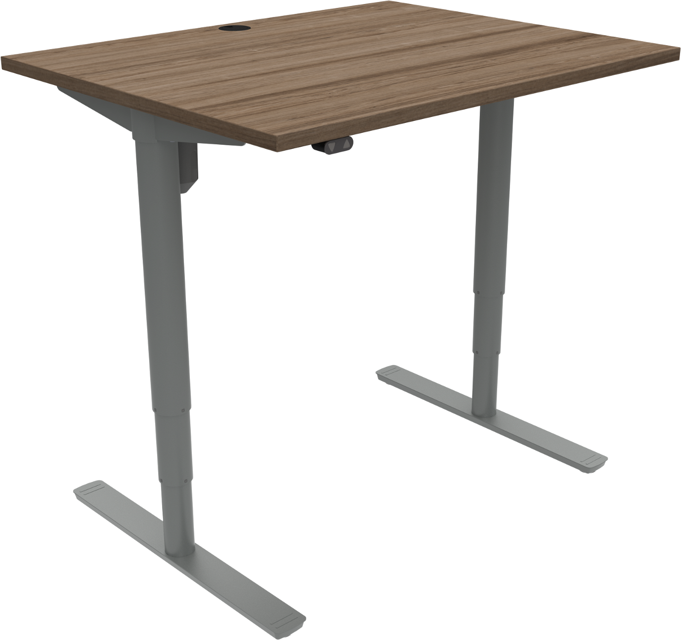To-bens hæve-/sænkebord skrivebord ZenNord ComfortZone 501-49, valnød melamin/sølv 65 - 125 cm