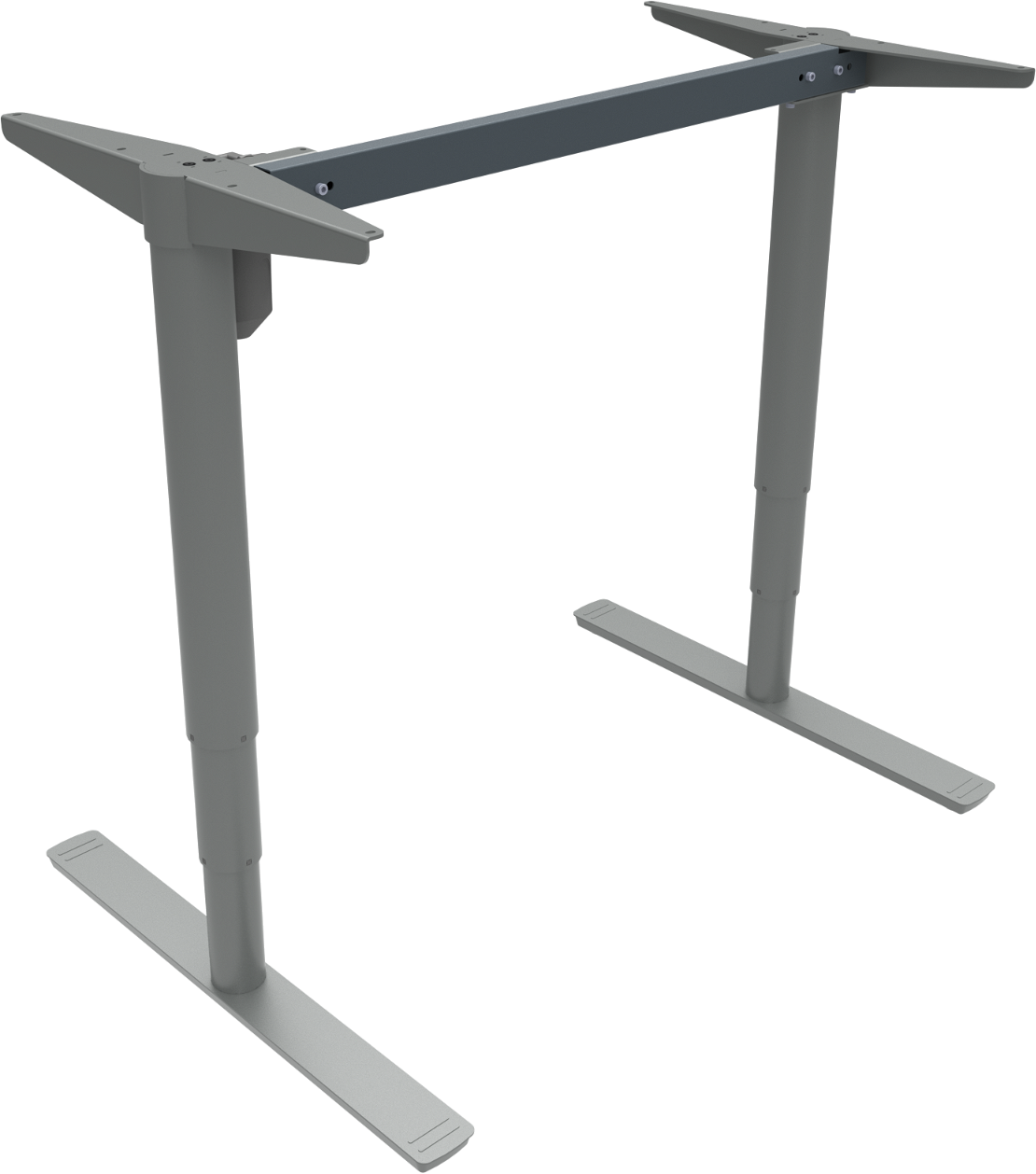 Hæve-/sænkestel ZenNord ComfortZone  -  Justerbart skrivebordstel i sølv, højde 65 - 125 cm, metalstel til hjemmekontor