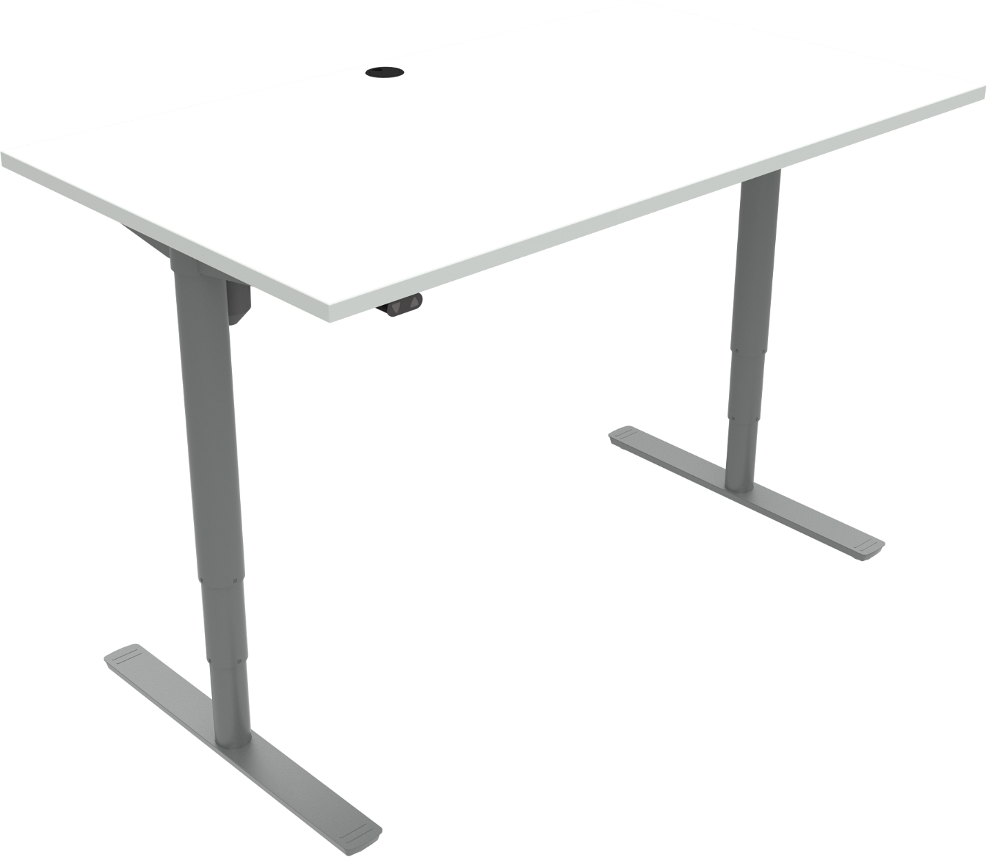 To-bens hæve-/sænkebord ZenNord ComfortZone firkantet justerbar hvid/sølv H65 - 125 cm melaminbelagt MFC