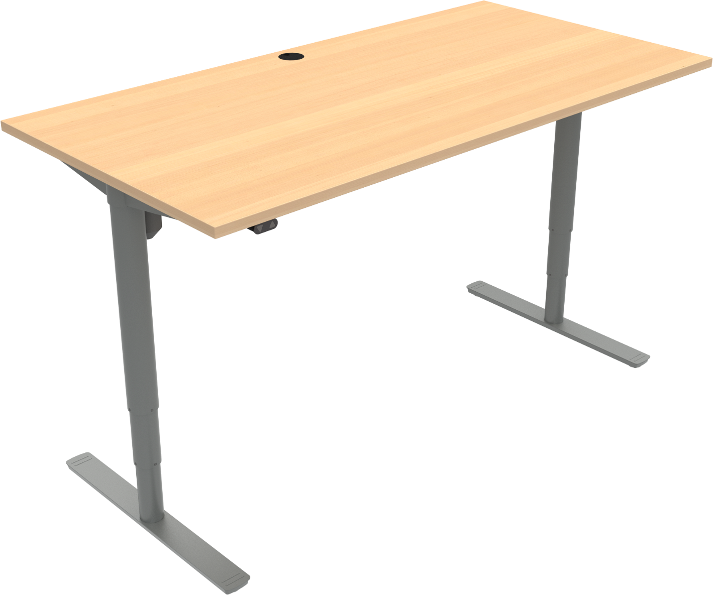 To-bens hæve-/sænkebord ZenNord ComfortZone naturbøg/sølv sit-stand skrivebord H65-125x80x160 cm
