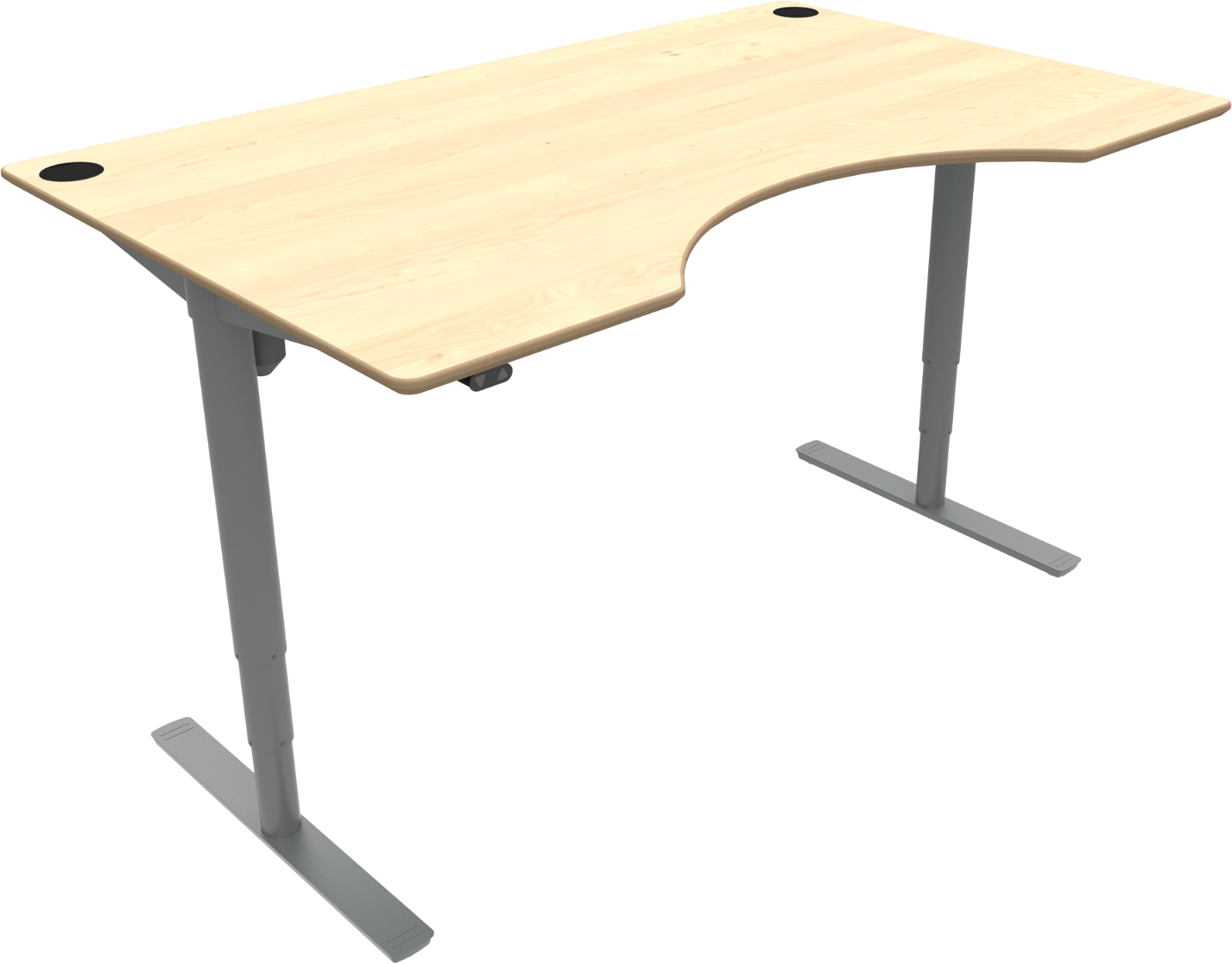To-bens hæve-/sænkebord ZenNord ComfortZone med centerudskæring H65-125 x B100 x L160 cm natur/sølv