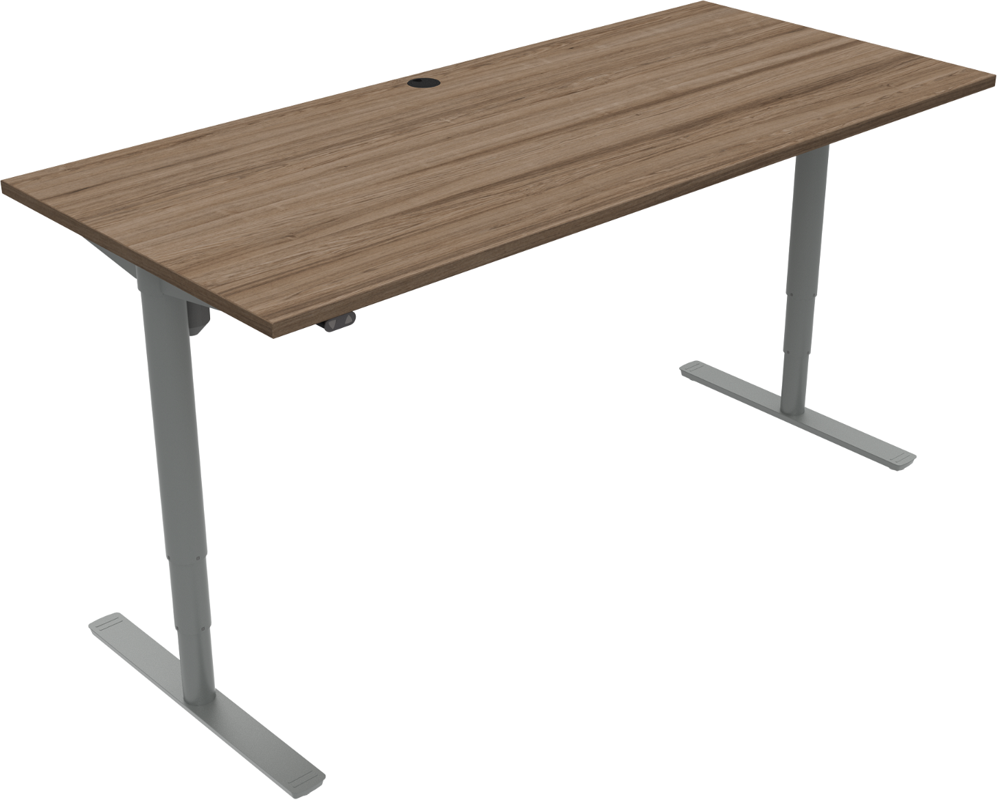 To-bens hæve-/sænkebord ZenNord ComfortZone valnød melamin/sølv stel 180x80 cm højdejusterbart 65-125 cm
