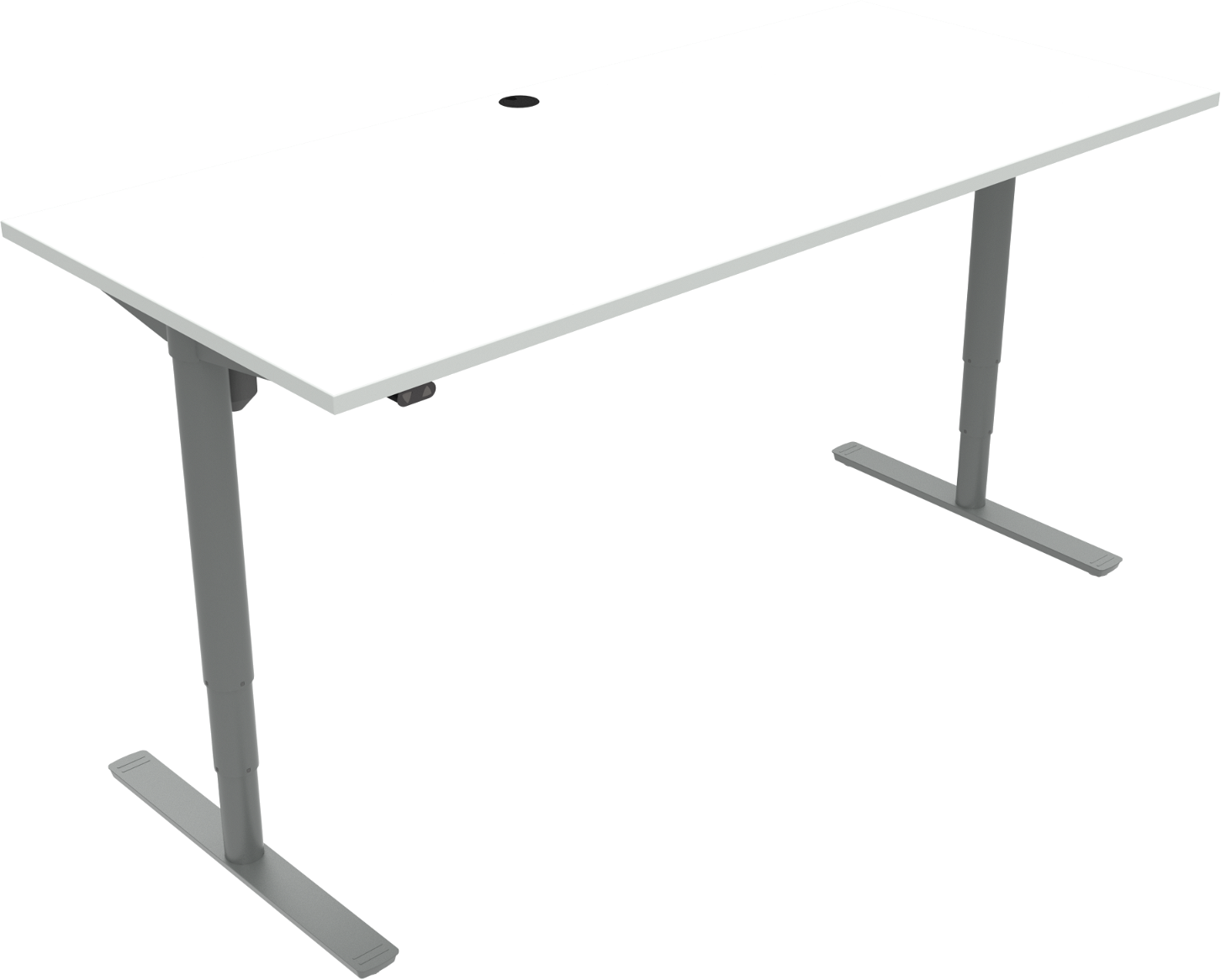 To-bens firkantet hæve-/sænkebord ZenNord ComfortZone højdejusterbart skrivebord 180x80 cm hvid/sølv