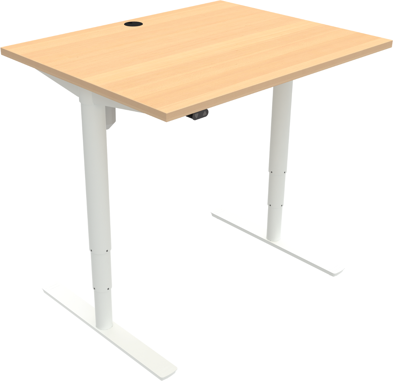 Hæve-/sænkebord ZenNord ComfortZone, 2-bens rektangulært 100x80 cm, højde 65-125 cm, natur/hvid