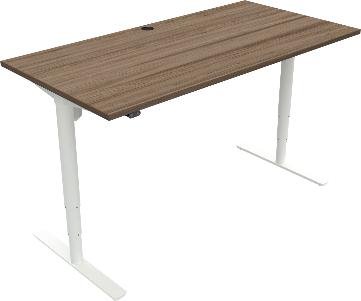 Hæve-sænkebord ZenNord ComfortZone to-bens firkantet højdejusterbart skrivebord valnød/mørk natur-hvid 160x80x65-125 cm