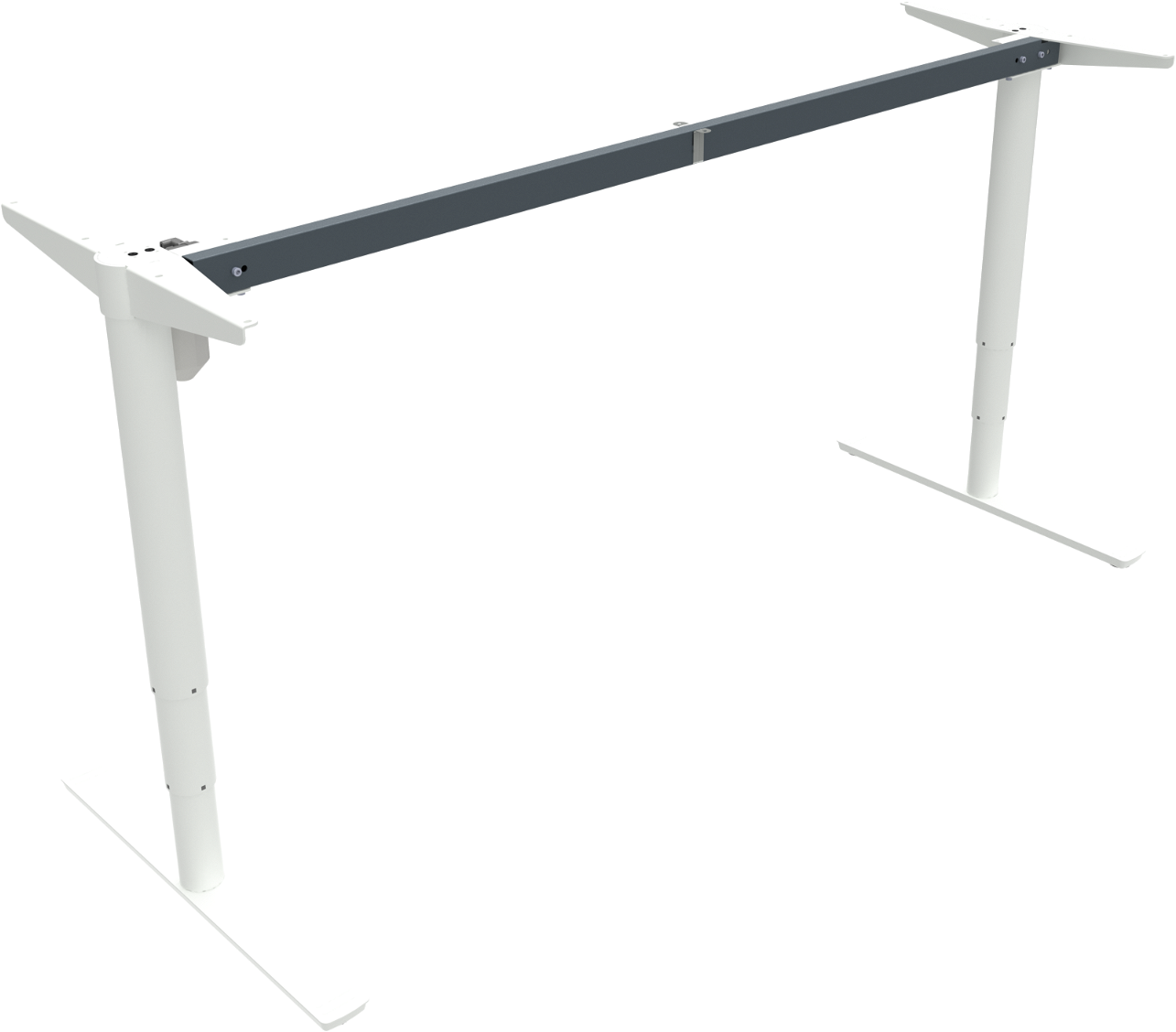 Hæve-/sænkestel ZenNord ComfortZone hvid  -  ergonomisk miljøvenligt metalstel justerbart 65-125 cm, 172x68 cm