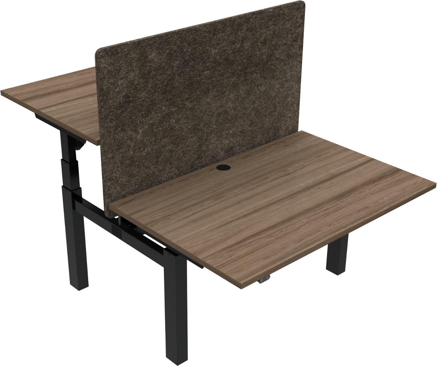 Dobbelt hæve-/sænkebord ZenNord OmniLift 120Ã80 cm mørk valnød/sort ergonomisk kontorbord med kabelstyring