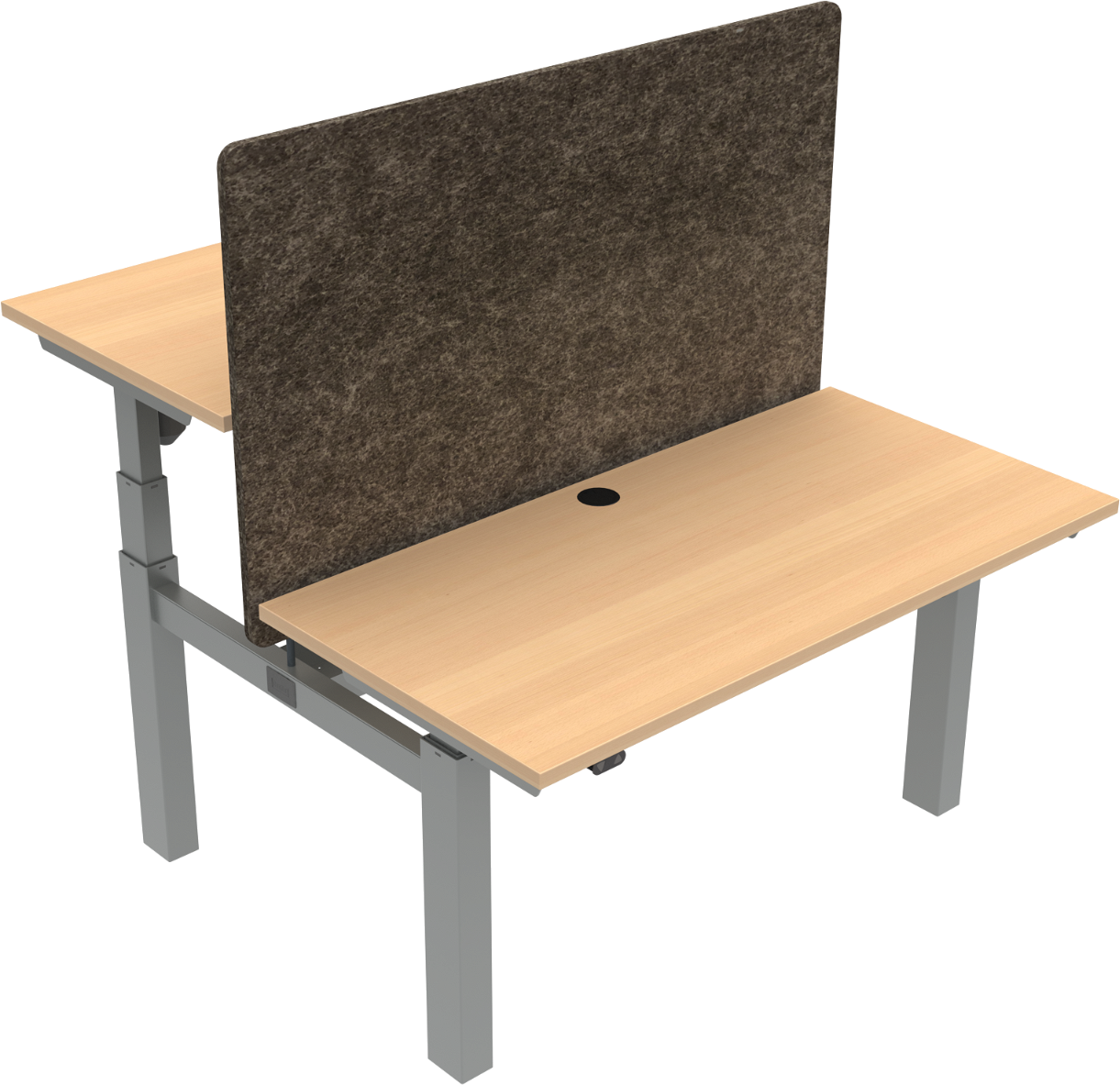 Dobbelt hæve-/sænkebord ZenNord OmniLift 65-125 cm ergonomisk skrivebord i bøg natur/sølv