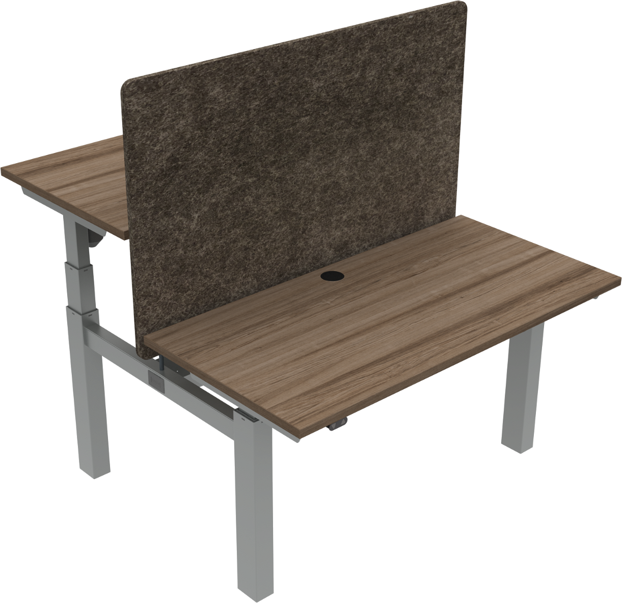 Dobbelt hæve-/sænkebord ZenNord OmniLift i mørk naturvalnød/sølv 65 - 125 cm 120x60 cm