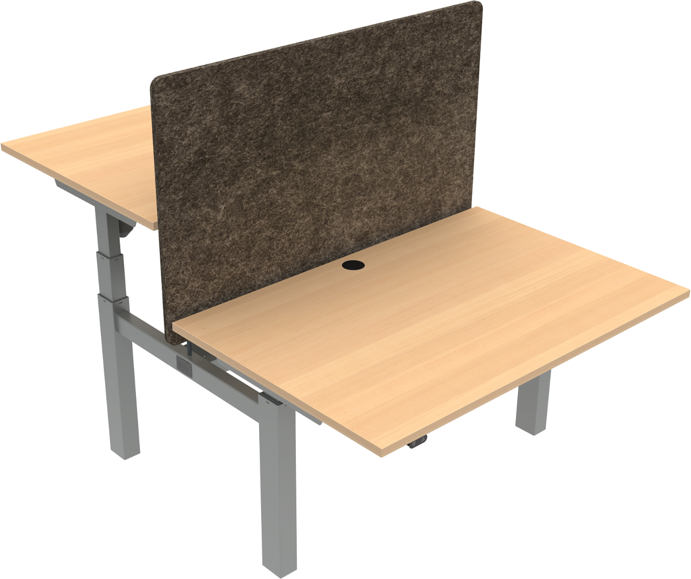 Dobbelt hæve-/sænkebord ZenNord OmniLift 120x80 cm bøg natur/sølv justerbar højde 65-125 cm