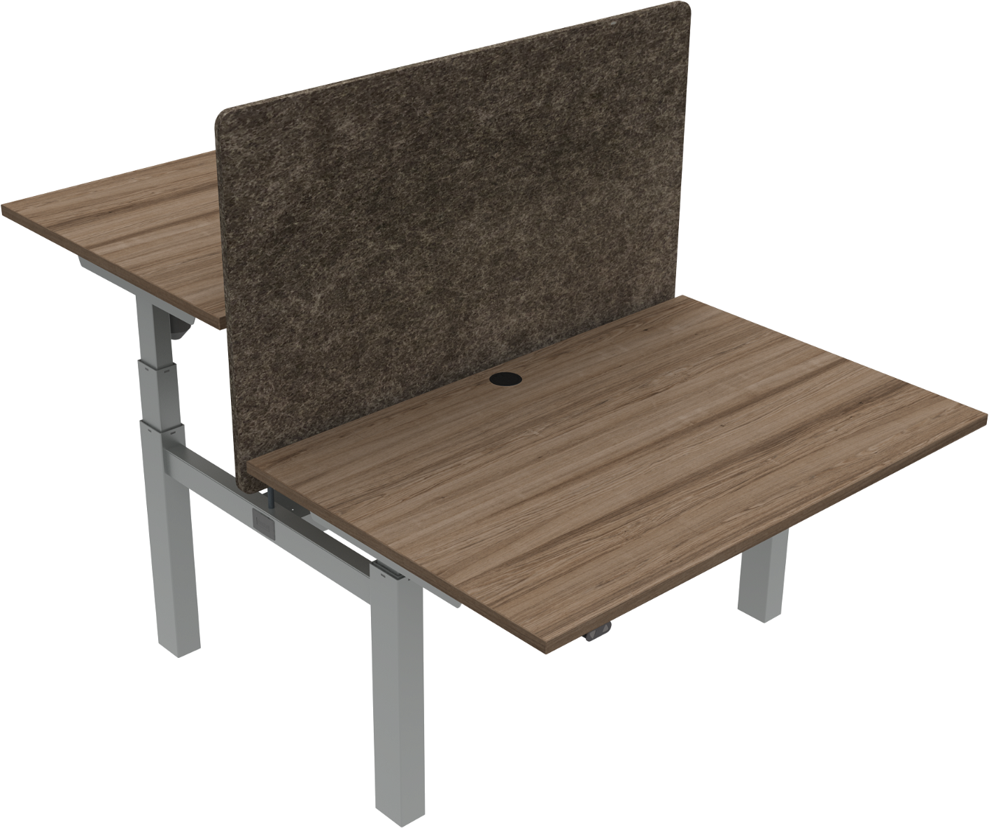 Dobbelt hæve-/sænkebord ZenNord OmniLift 501-88 skrivebord valnød MFC mørk natur/sølv 65-125 cm
