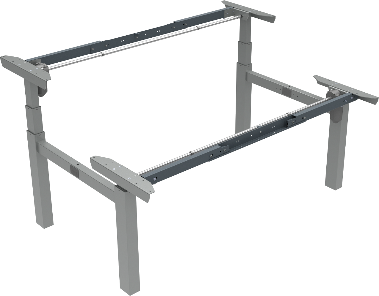 Hæve-/sænkestel ZenNord OmniLift 501-88 dobbeltbord sølv ergonomisk med kabelbakke, justérbar 65-125 cm
