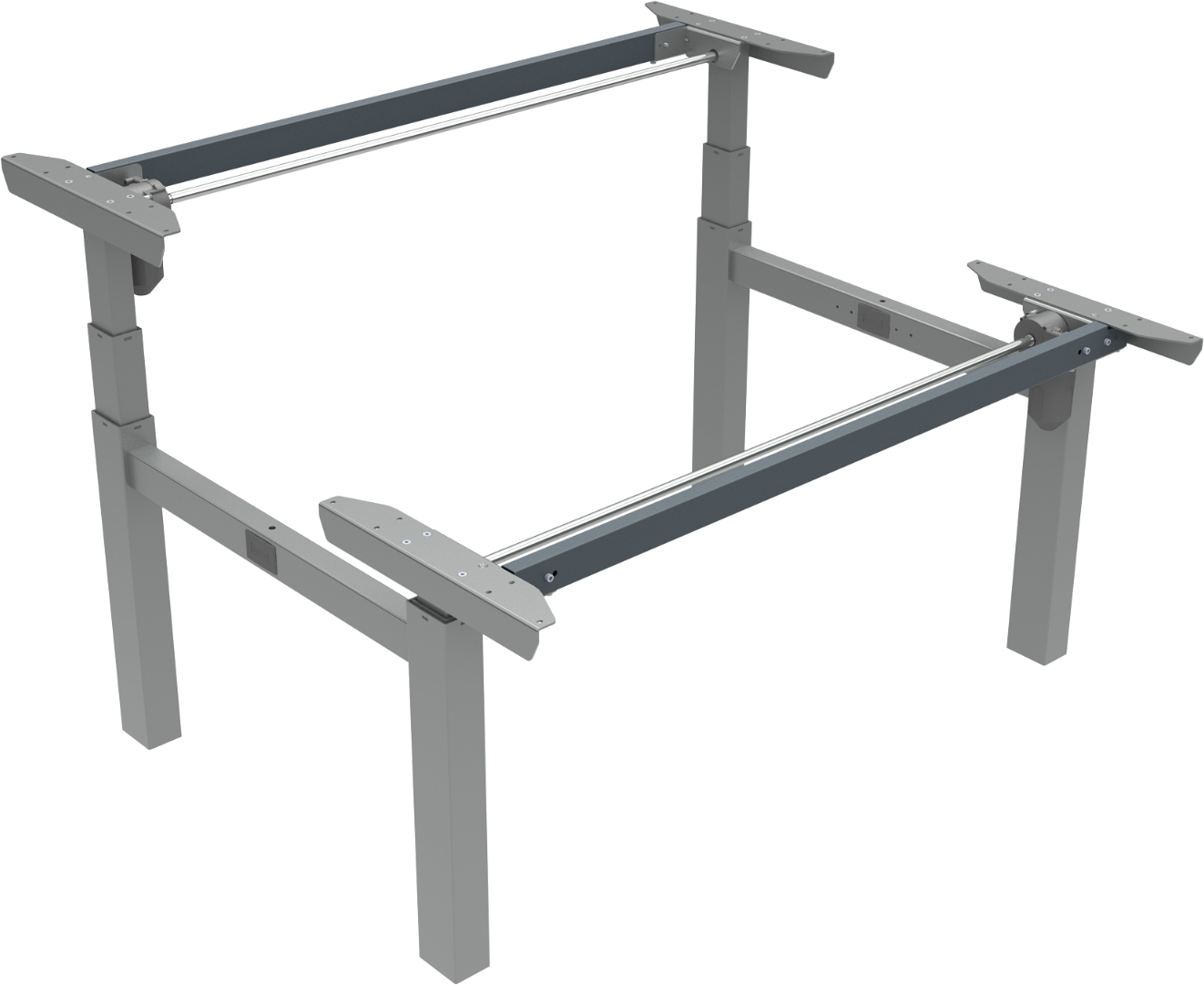 Hæve-/sænkestel ZenNord OmniLift dobbeltskrivebord sølv metal højdejusterbar 65-125 cm kabelbakke