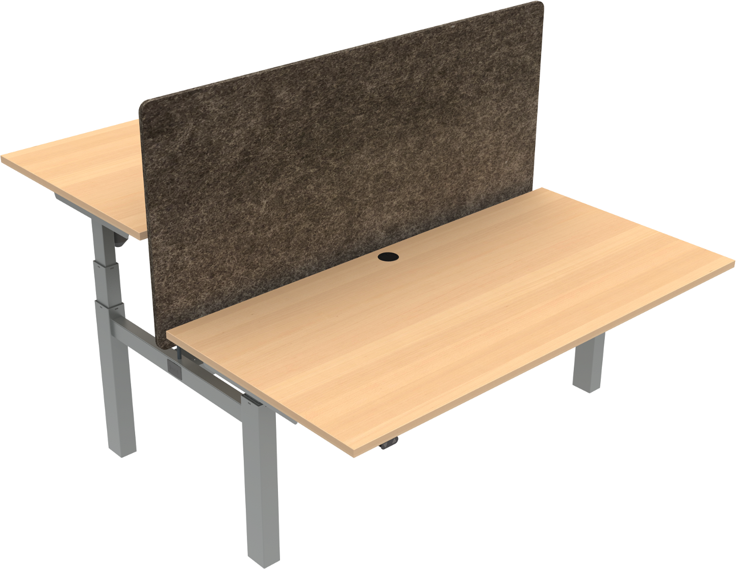 Hæve-sænkebord skrivebord ZenNord OmniLift to-bens firkantet 160x80 cm natur/sølv