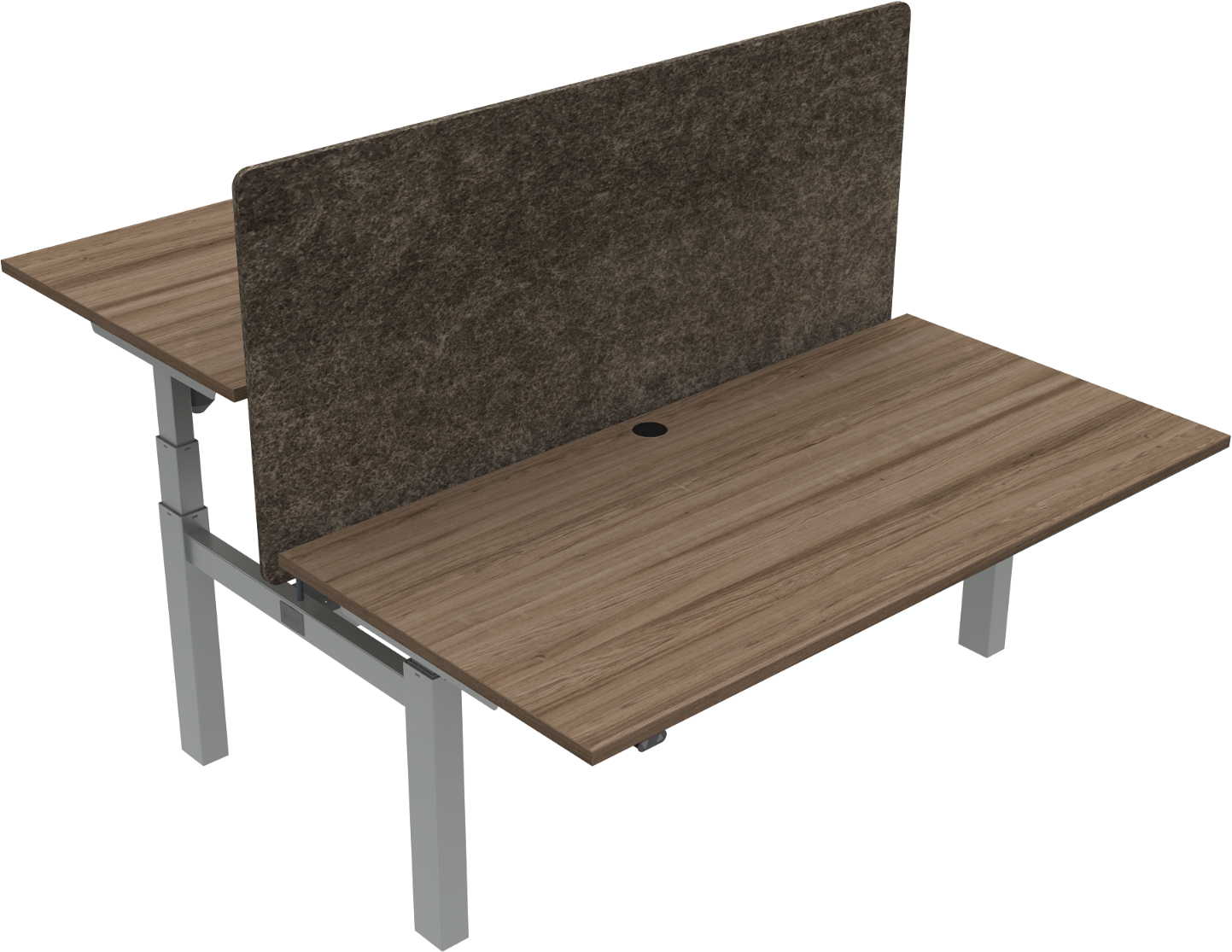 To-bens hæve-sænkebord ZenNord OmniLift H65-125 cm, 160x80 cm MFC mørk valnød med kabelbakke
