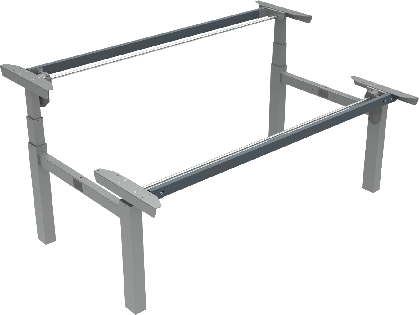 Hæve-/sænkestel ZenNord OmniLift dobbelt stel sølv 65-125 cm ergonomisk skrivebordsstel med kabelbakke
