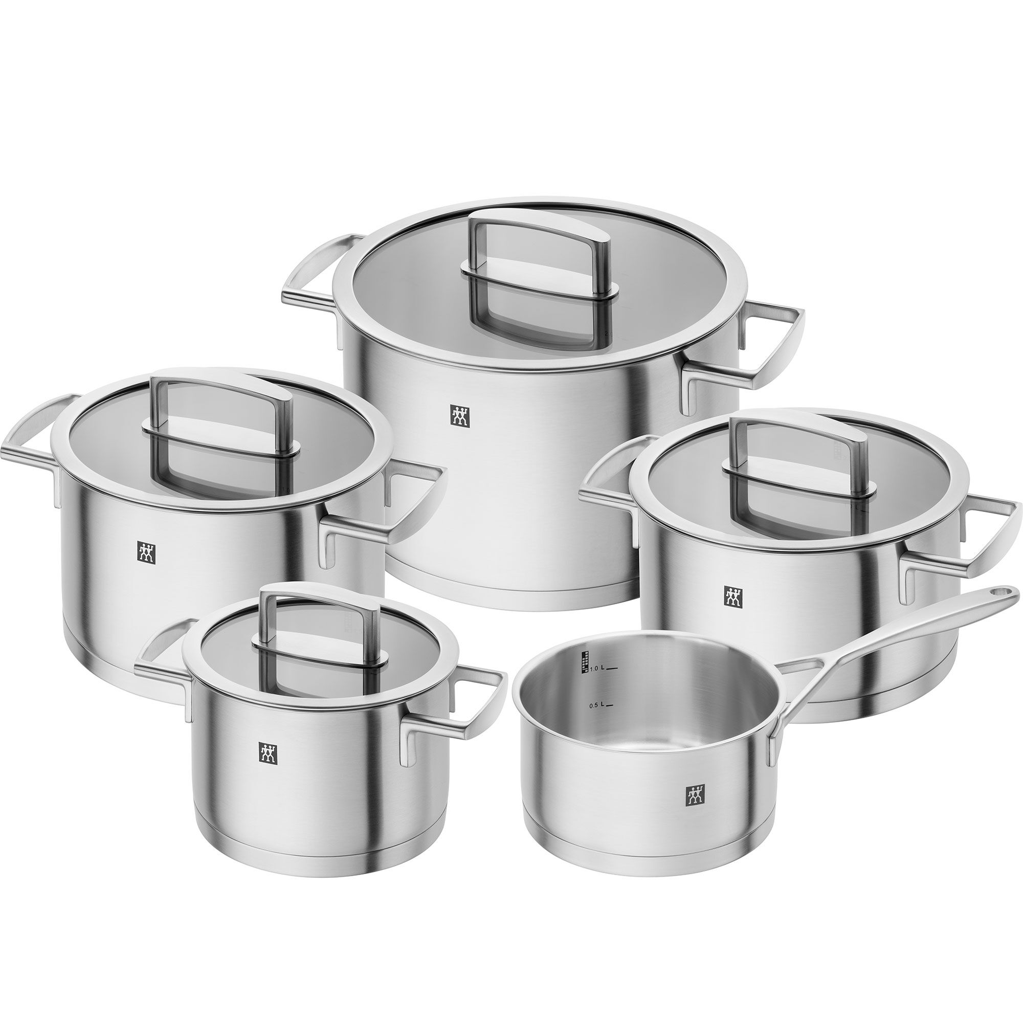 Zwilling Vitality gryde- og kasserollesæt 5 dele + 4 låg, rustfrit stål