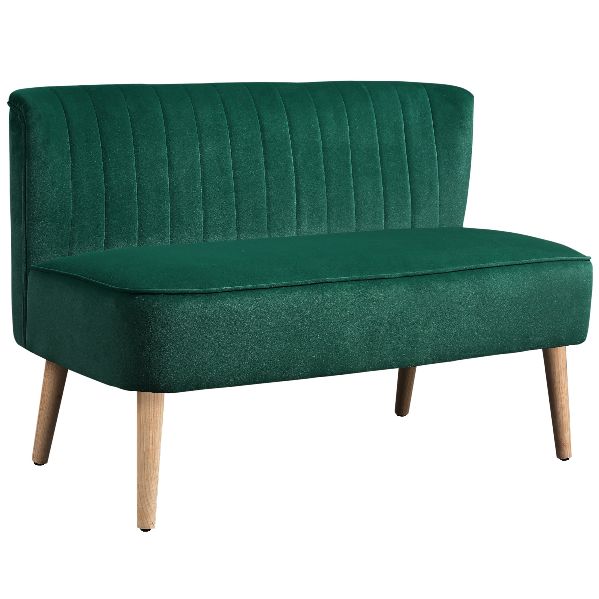 Retro design 2-personers sofa, træben, 117 cm x 56,5 cm x 77 cm, mørkegrøn