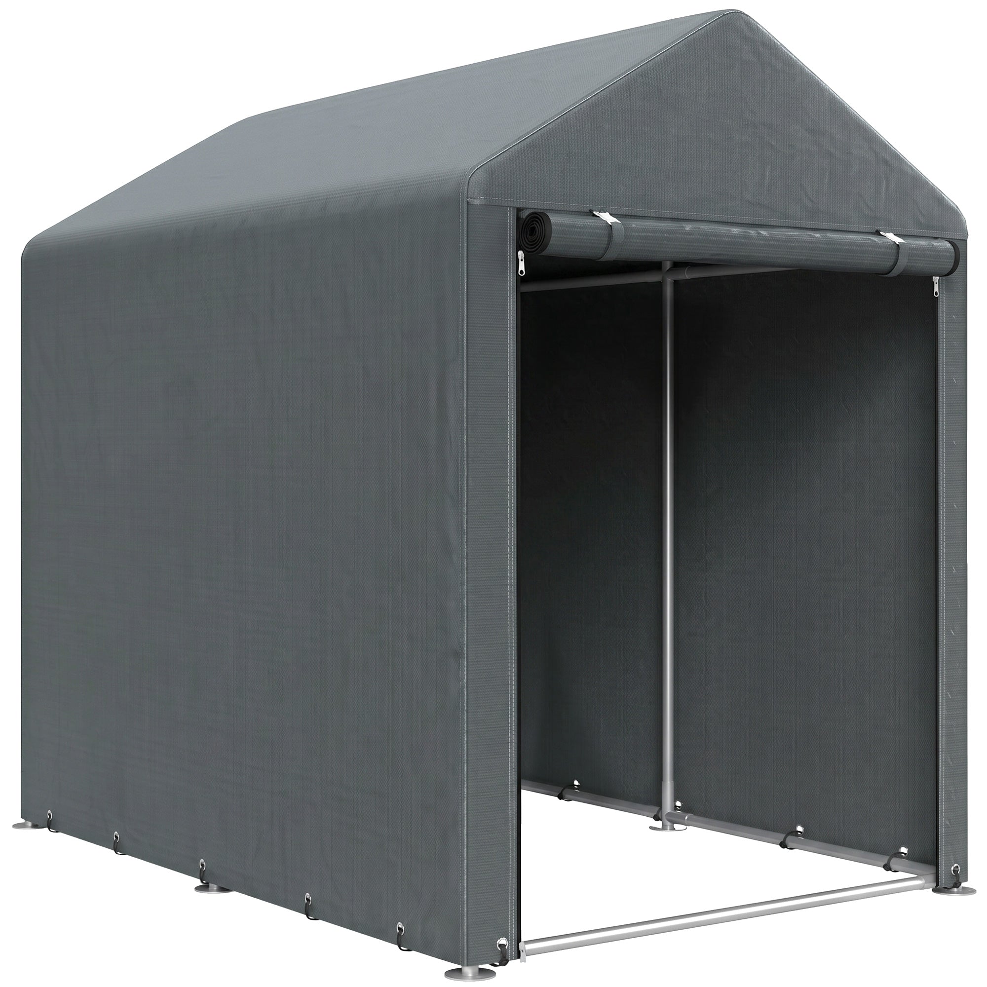 Haveskur, opbevaringstelt, robust og vejrbestandigt, stålramme, 1,2x1,8x1,6m, mørkegrå