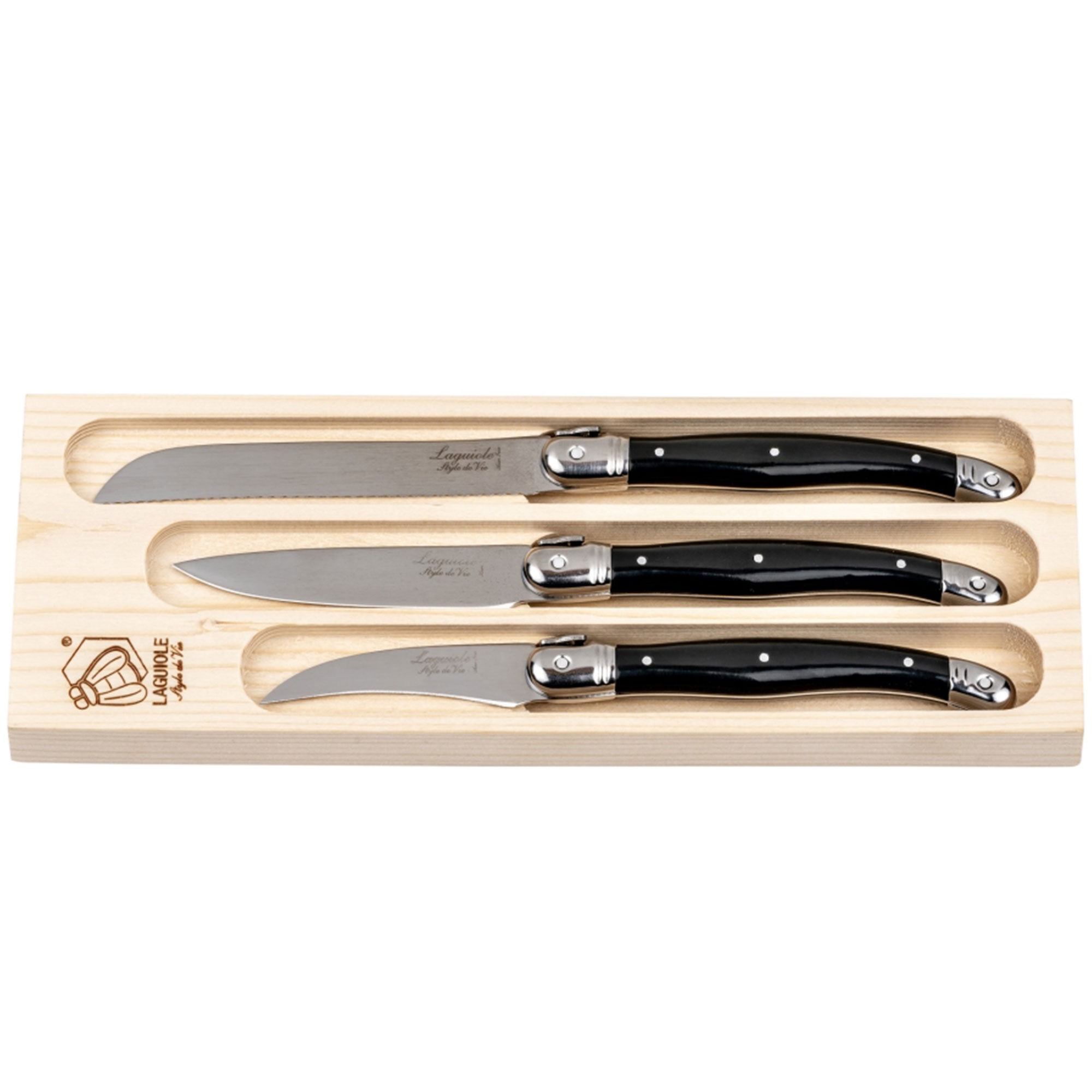 Laguiole style de vie Style de Vie køkkenknive 3 stk., sort
