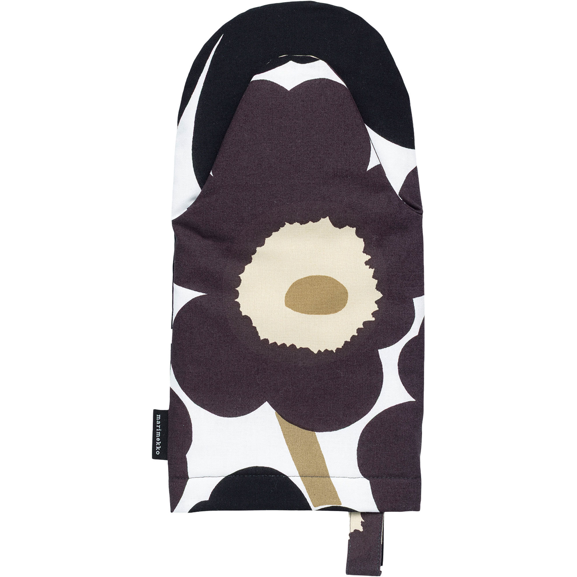 Marimekko Pieni Unikko ovnhandske, sort/hvid/beige