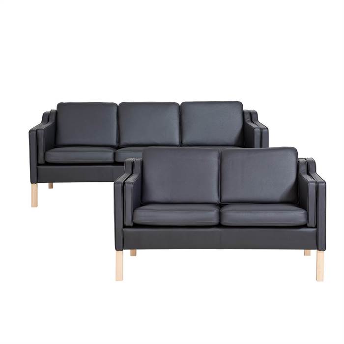 Erling Christensen Møbler Boston sofasæt 2 + 3 pers. -  Sort læder : Erling Christensen Møbler  : Erling Christensen Møbler