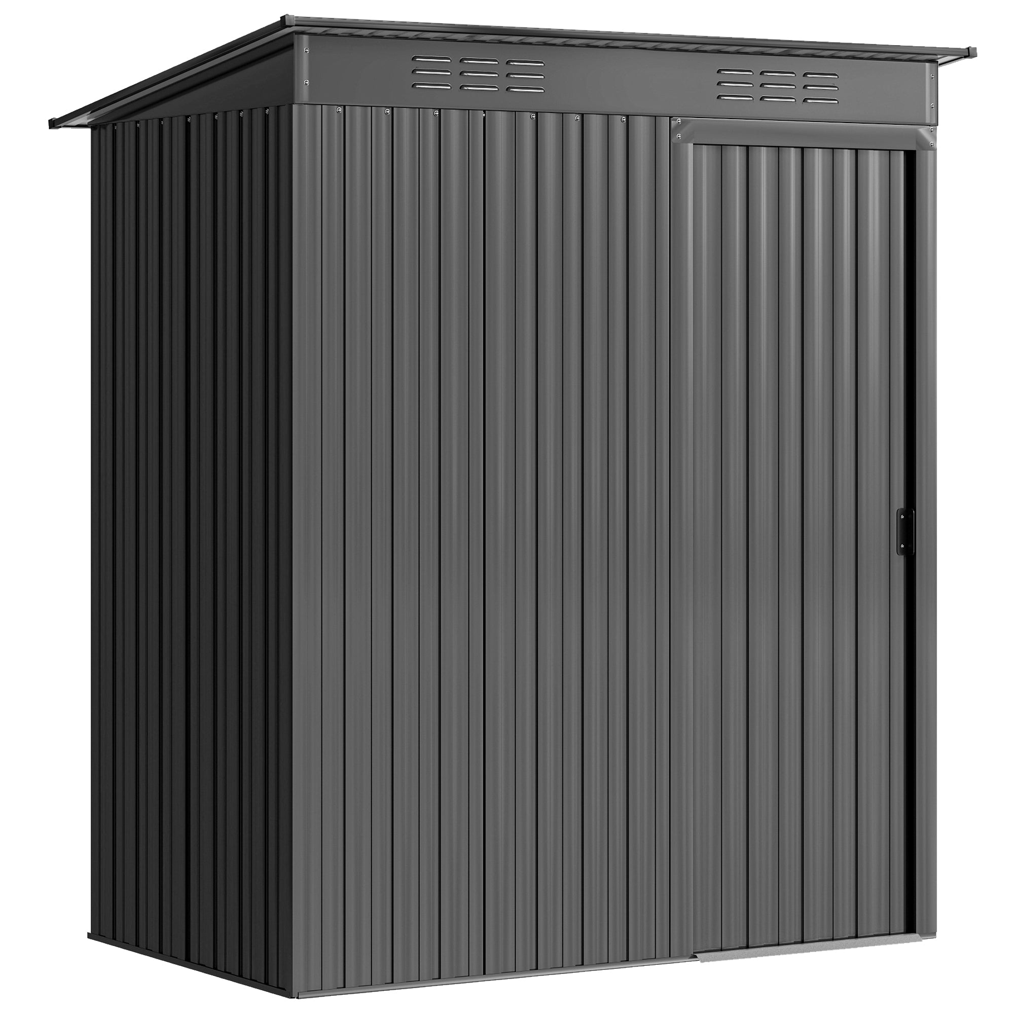 Metalhaveskur 1,37 mÂ², redskabsskur med nem montering, nedhængt tag, skydedør, ventilation, handsker