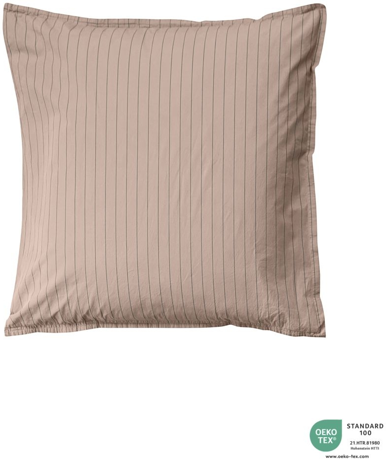Pudebetræk byNORD Dagny 60x63 cm i økologisk bomuld OEKO-TEX straw m. barkfarvede nålestriber