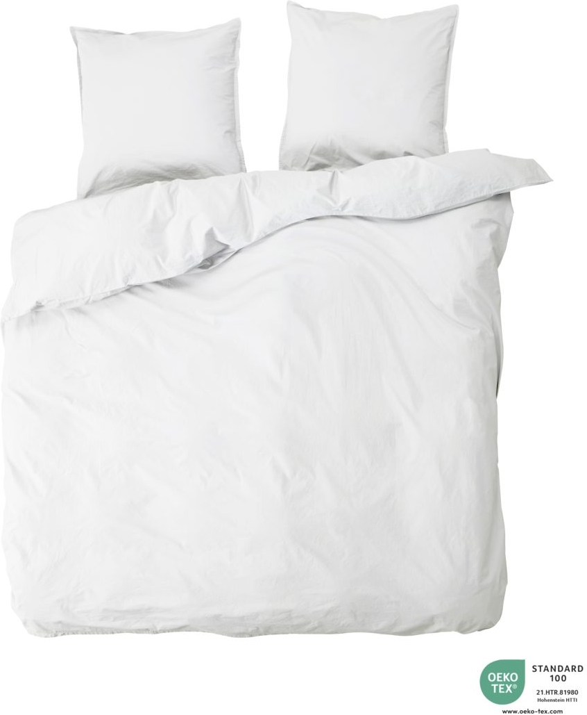Dobbelt sengesæt byNORD Ingrid økologisk percale bomuld Snow 200x220 cm inkl. 2 pudebetræk Oeko-Tex enzymvasket
