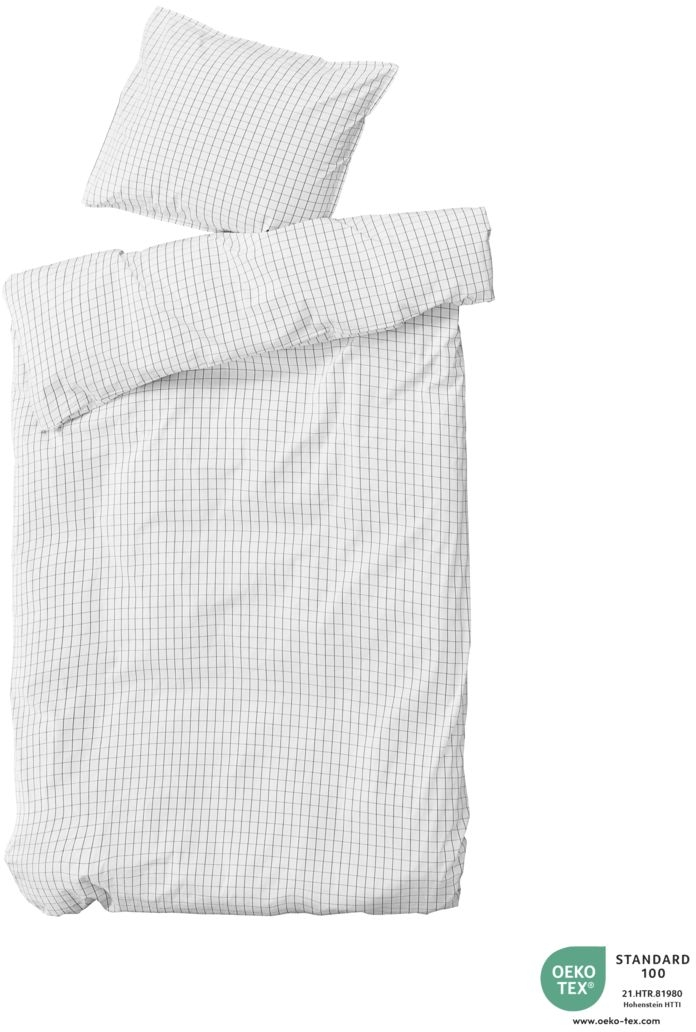 Sengesæt byNORD Erika 140x220 cm økologisk bomuld percale Snow w. coal