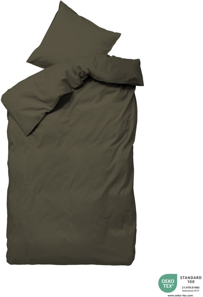 Sengesæt byNORD Ingrid percale økologisk bomuld bark 150x210 cm med pudebetræk 60x50 cm