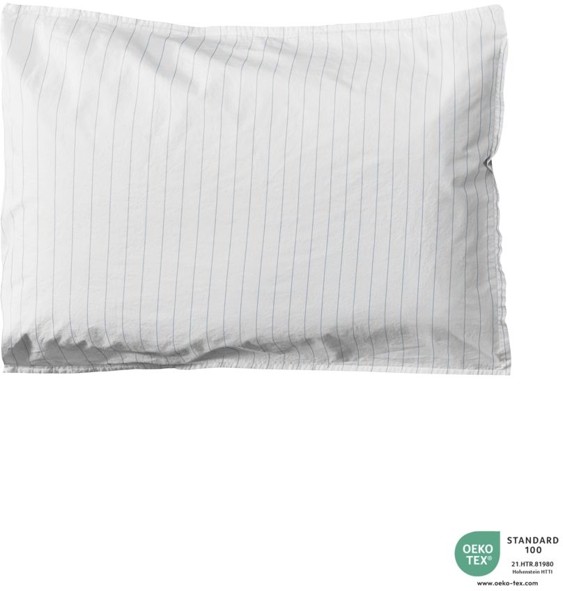 Pudebetræk byNORD Dagny percalevævet økologisk bomuld 50x70 cm snow w. ocean OEKO-TEX 100